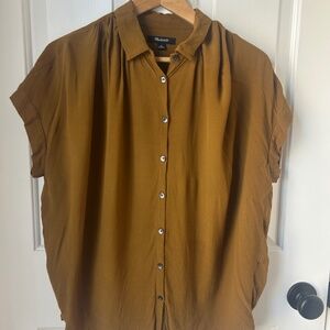 Madewell Silk Cap-Sleeve A-Line Top in Rust - Size M